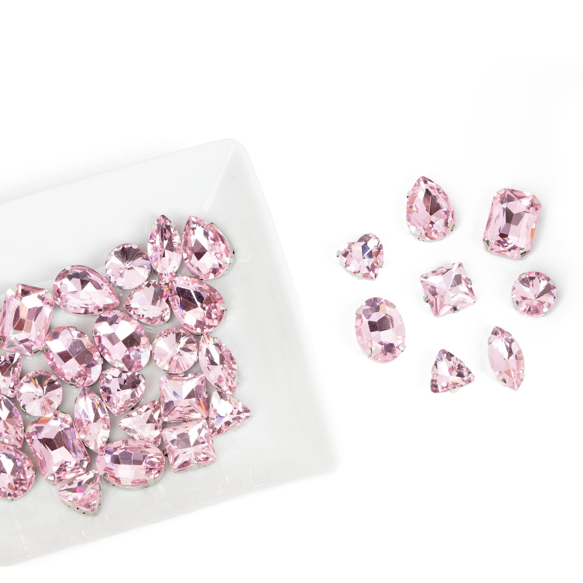 CousinDIY Silver Light Rose Glass Sew-On Rhinestones, 40ct.